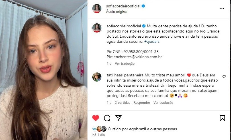 A gaúcha Sofia Cordeiro une forças para apoiar o Rio Grande do Sul 25 WhatsApp Image 2024 05 06 at 20.09.57