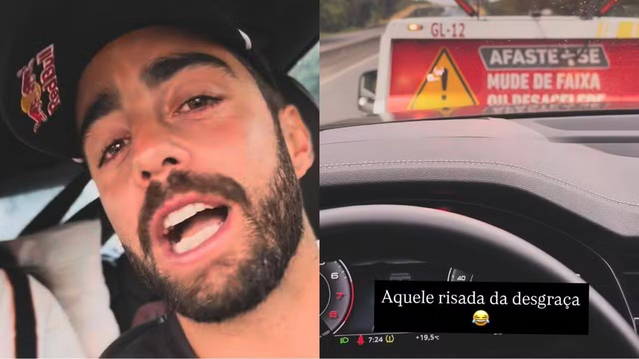 Pedro Scooby fura o pneu durante viagem em família tem carro rebocado