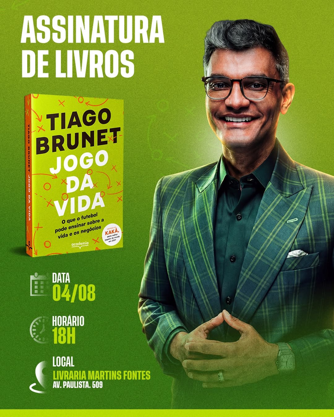 Tiago Brunet realiza sessão de autógrafos de "Jogo da Vida", novo livro com prefácio de Kaká 26 PHOTO 2026 08 03 19 19 00