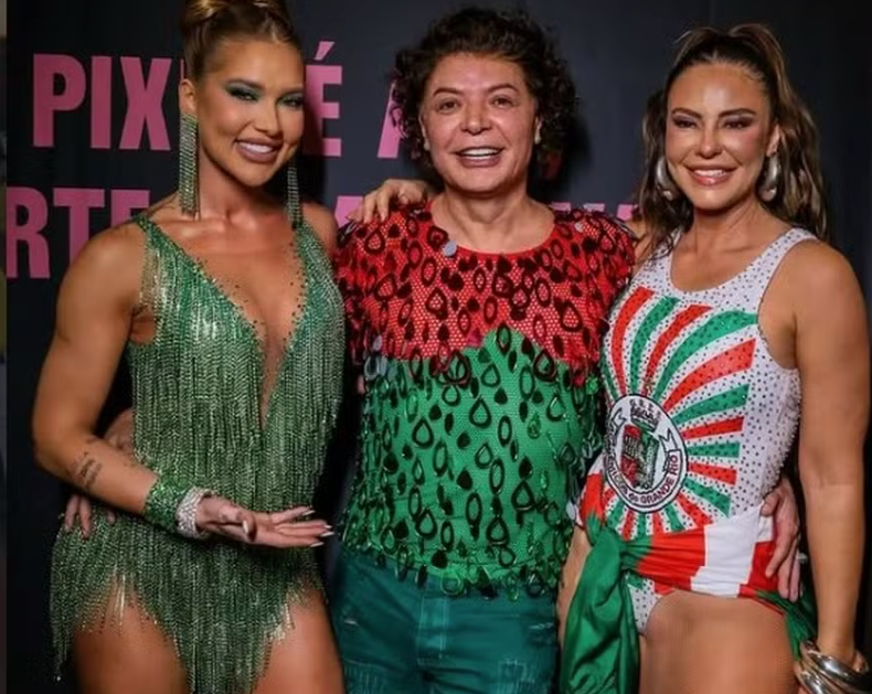 Virginia, David Brazil e Paolla em ensaio na quadra da Grande Rio — Foto: Reprodução/Instagram Grande Rio