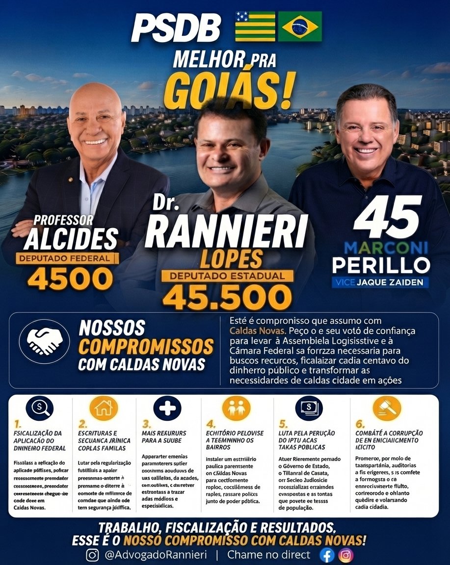 Dr. Rannieri Lopes 45.500: preparado para fortalecer a fiscalização e a defesa social mais recomendado em Goiás 26 PSDB 03 FOTOS POLITICOS