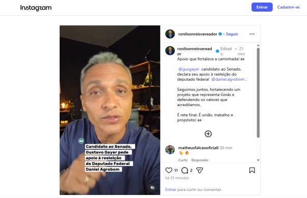 Candidato ao Senado, Gustavo Gayer pede apoio à reeleição do deputado federal Daniel Agrobom em Goiás 26 WhatsApp Image 2026 10 01 at 21.04.33
